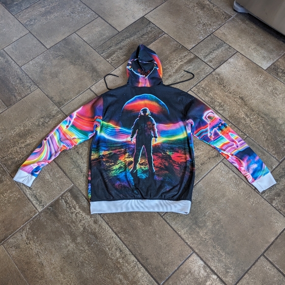 Fresh Hoods Graphic Neon Unicorn Space Hoodie Size S Rainbow Pink Yellow… - Picture 2 of 11